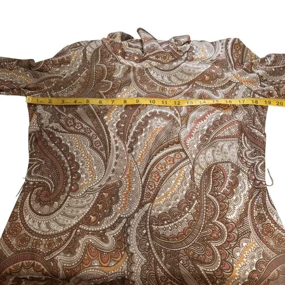 Vintage Walden Classics Paisley 3/4 - Long Sleeve Cowl Neck Dress Size 14 - Picture 8 of 13